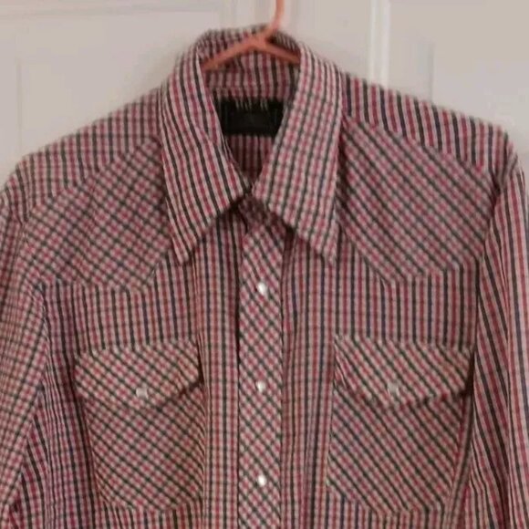 Vintage BJ-R Men's Western Shirt size Large Long Tail Form Fit Pearl Snaps - Picture 6 of 7